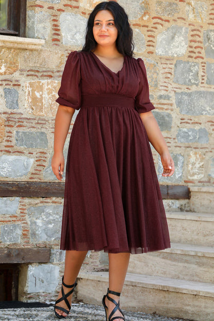 Damen Midikleid Sommerkleid für große Größen - NELB0553D8848BRD