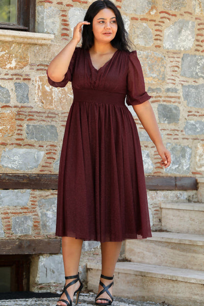 Damen Midikleid Sommerkleid für große Größen - NELB0553D8848BRD