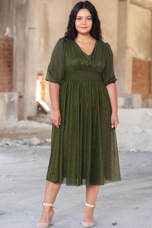 Damen Midikleid Sommerkleid für große Größen - NELB0553D8848A-Y