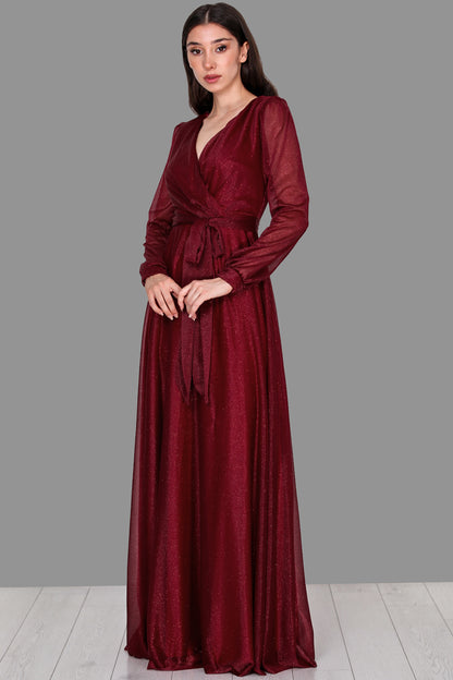 Langes Maxikleid Sommerkleid für Damen mit Gürtel  - NELB0588D5162BRD