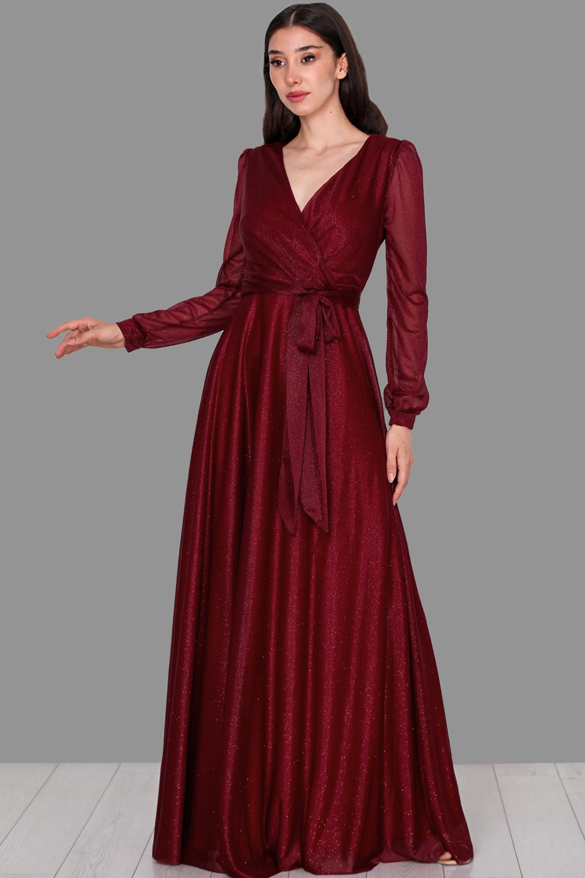 Langes Maxikleid Sommerkleid für Damen mit Gürtel  - NELB0588D5162BRD