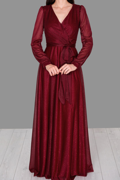 Langes Maxikleid Sommerkleid für Damen mit Gürtel  - NELB0588D5162BRD