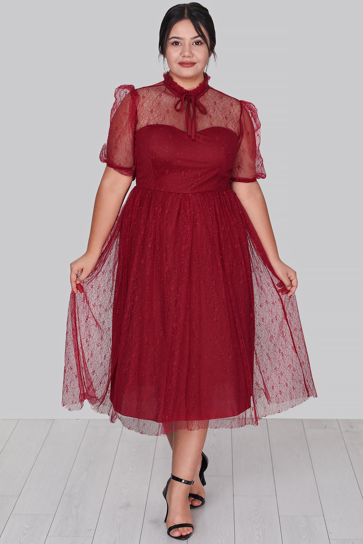 Damen Midikleid Sommerkleid für große Größen - NELB0588D5163BRD