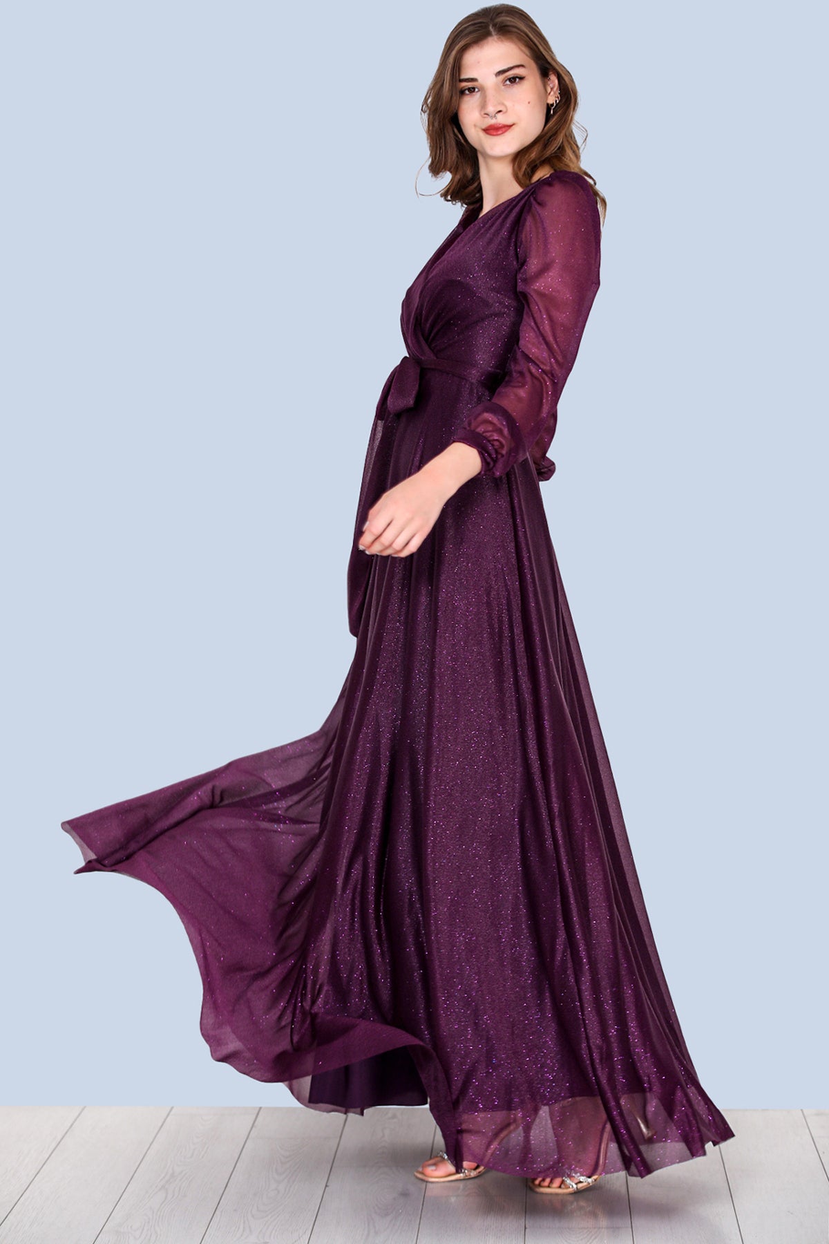 Lange avond maxi-jurk voor dames - NELB0588D5162MOR