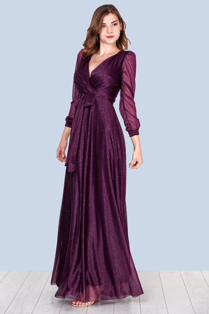 Lange avond maxi-jurk voor dames - NELB0588D5162MOR