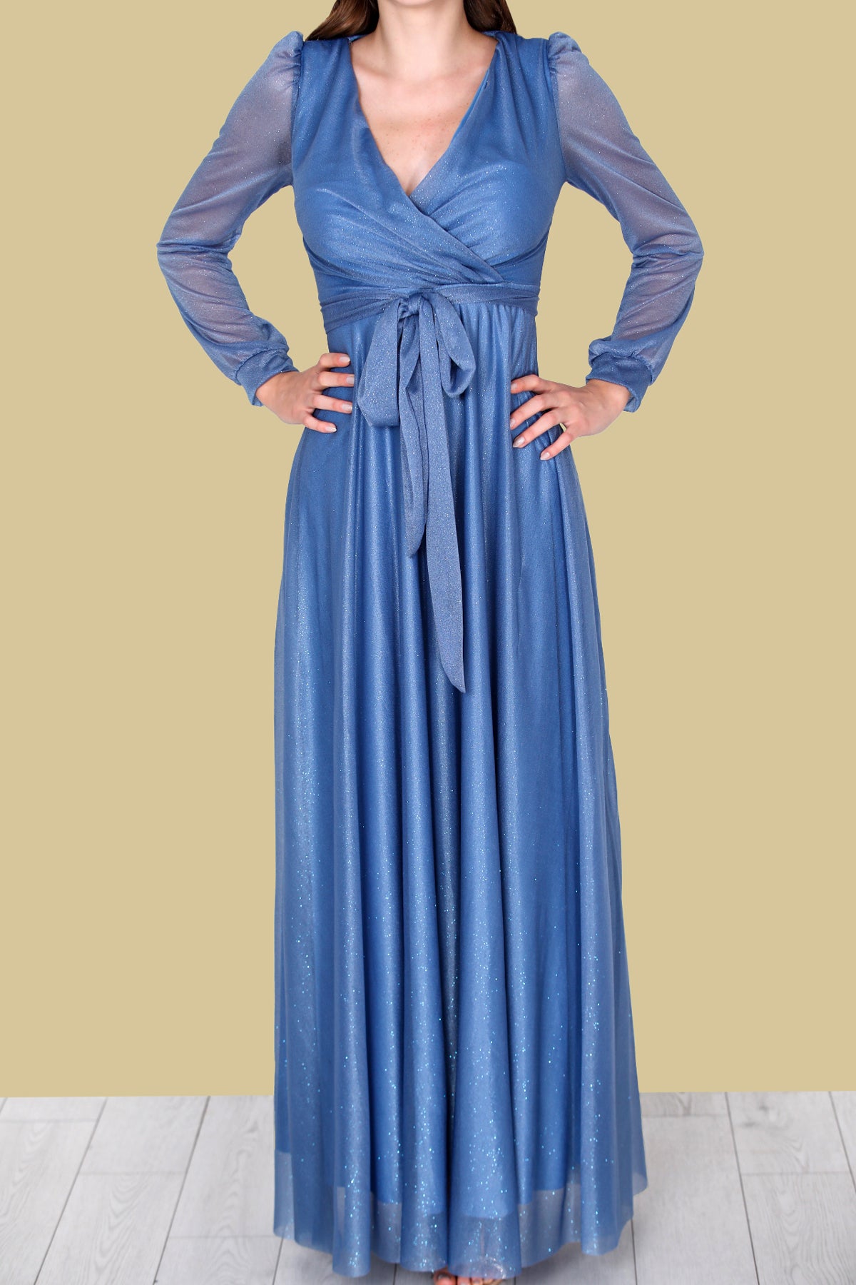 Damen Langes Abendkleid Maxikleid - NELB0588D5162MVİ