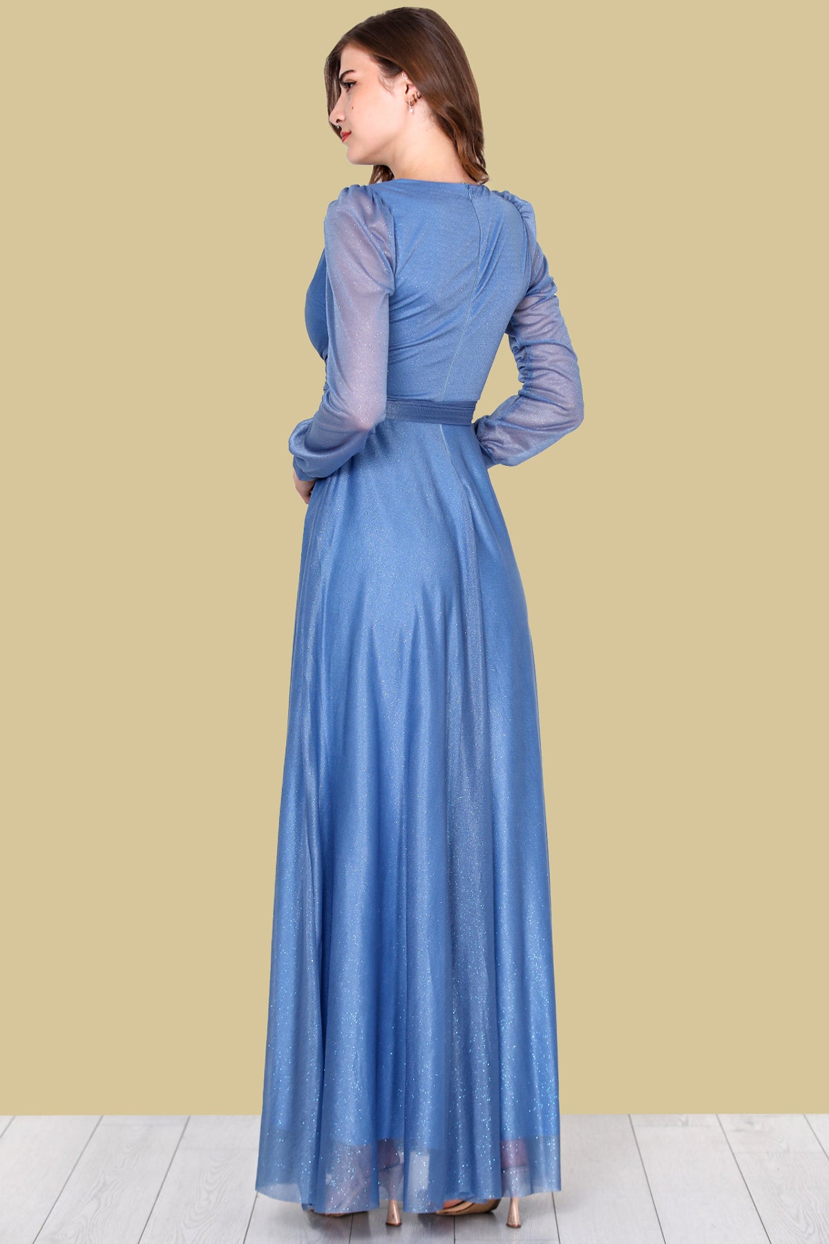 Damen Langes Abendkleid Maxikleid - NELB0588D5162MVİ