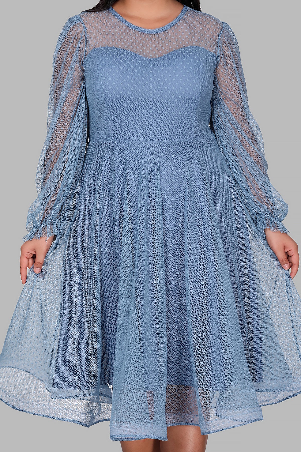 Dames midi-jurk zomerjurk voor grote maten - NELB0588D5154MVİ