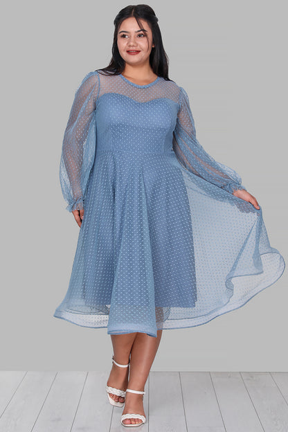 Dames midi-jurk zomerjurk voor grote maten - NELB0588D5154MVİ