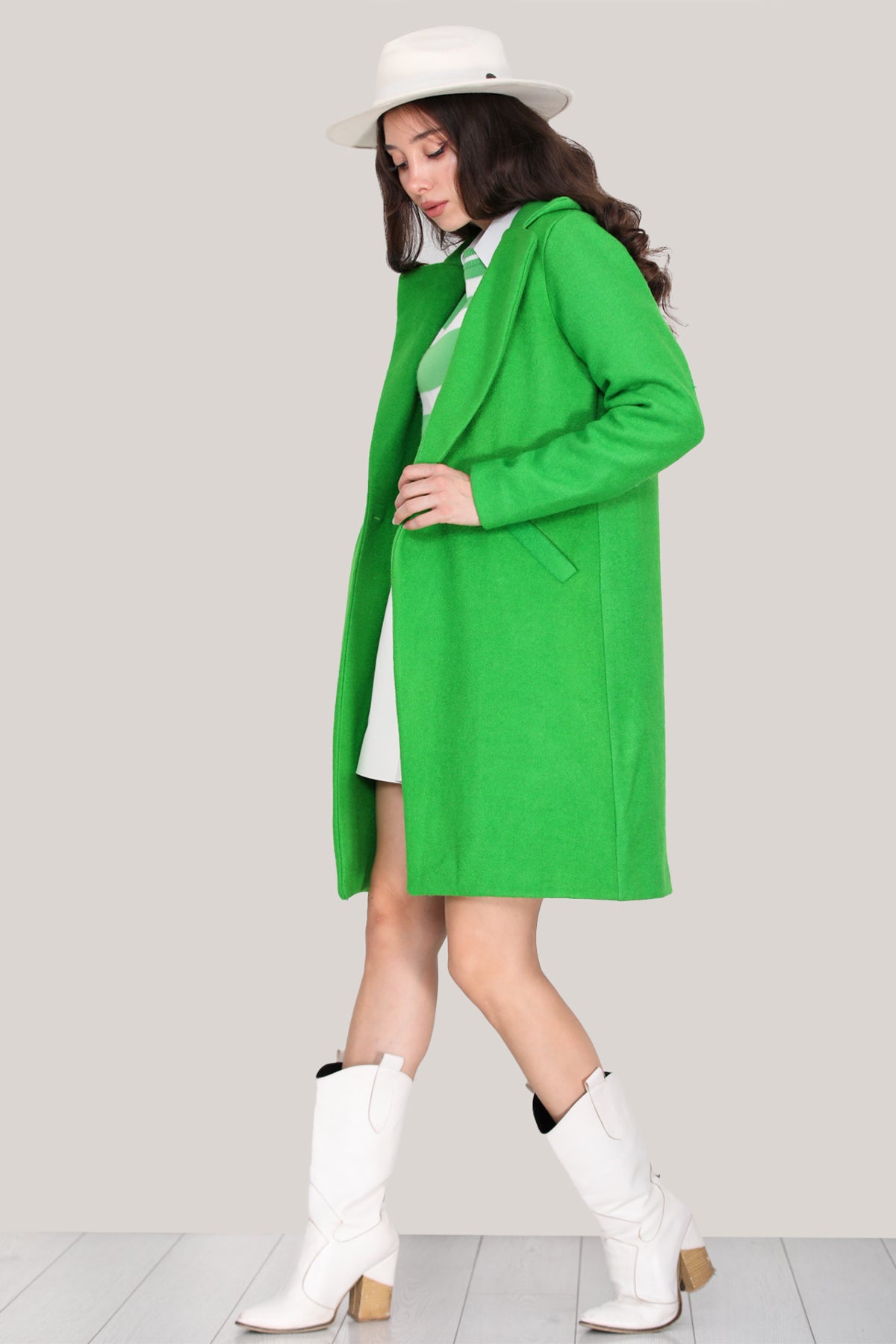 Strickmantel in trendigen Wintermantel für Damen - NKBN0004K9596YŞL