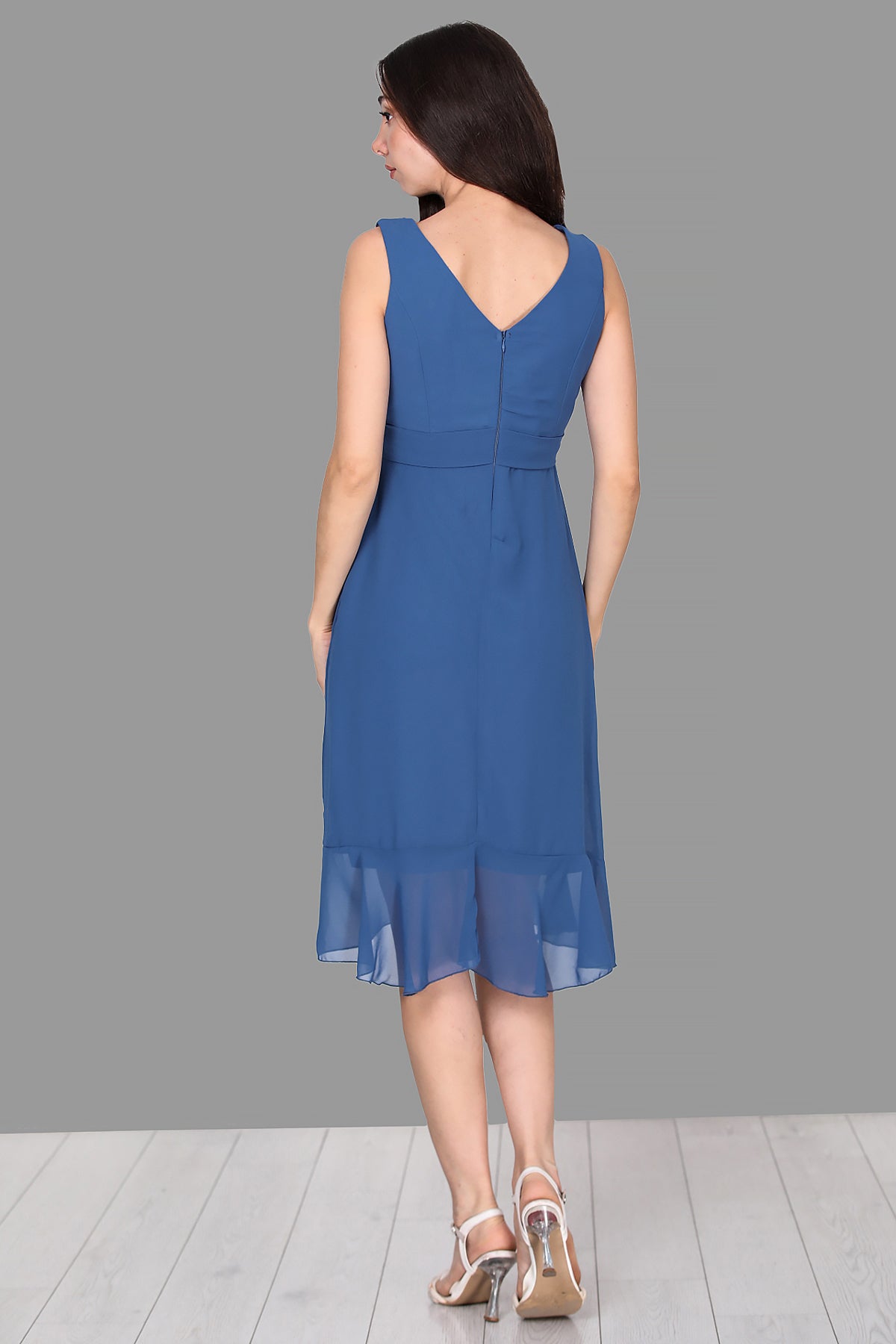 Damen Abendkleid Midikleid Schulterfrei - NELB0063D2245İND