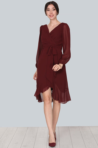 Midi-jurk van chiffon voor dames - NELB0063D2142BRD