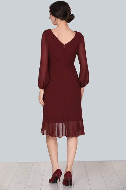 Midi-jurk van chiffon voor dames - NELB0063D2142BRD