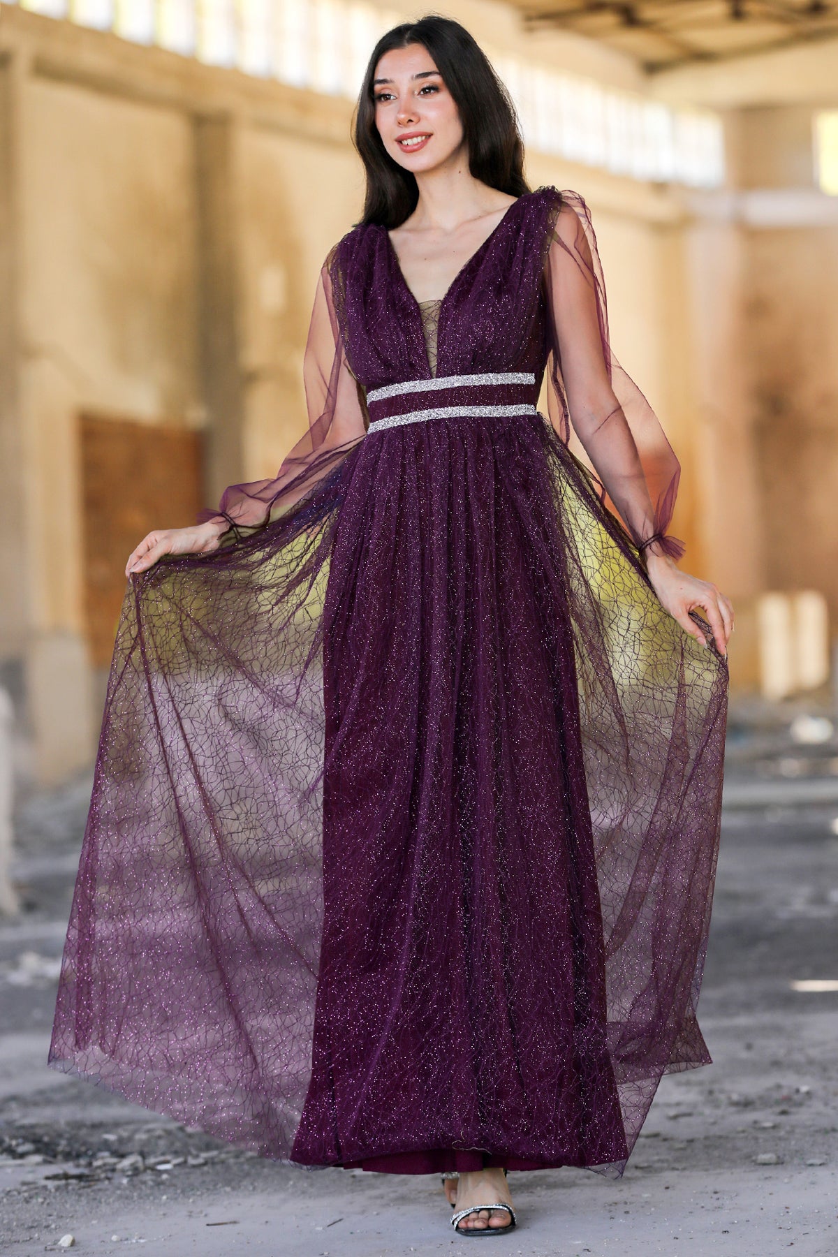 Langes Maxikleid Sommerkleid für Damen - NELB0588D5166MOR