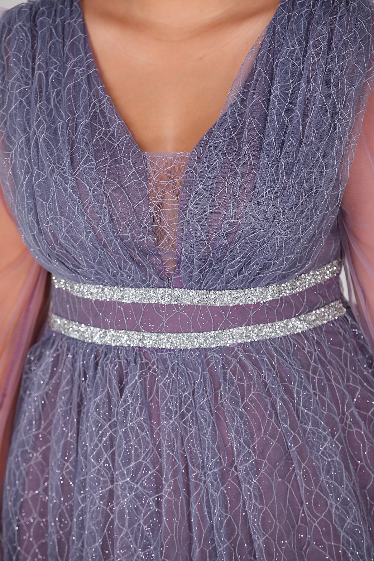 Langes Abendkleid Maxikleid für große Größen - NELB0588D5160LİL