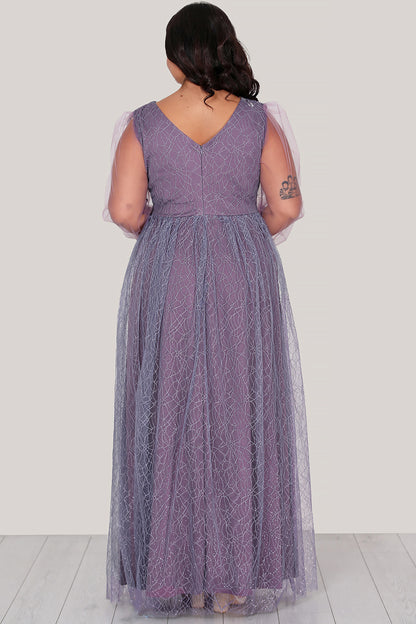 Langes Abendkleid Maxikleid für große Größen - NELB0588D5160LİL