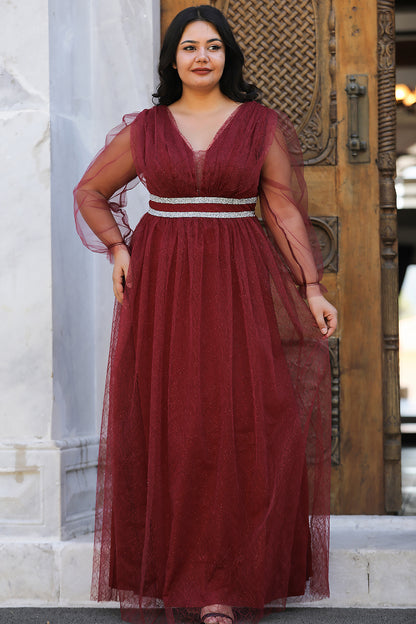 Langes Abendkleid Maxikleid für große Größen - NELB0588D5160BRD