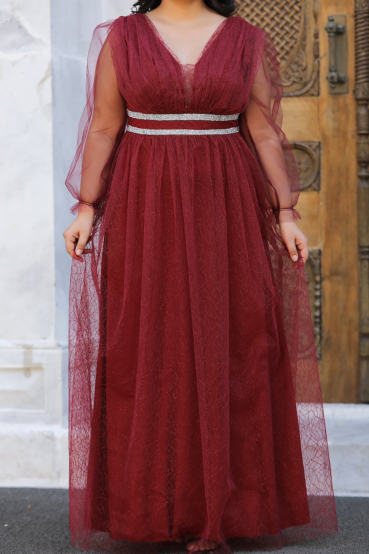 Langes Abendkleid Maxikleid für große Größen - NELB0588D5160BRD