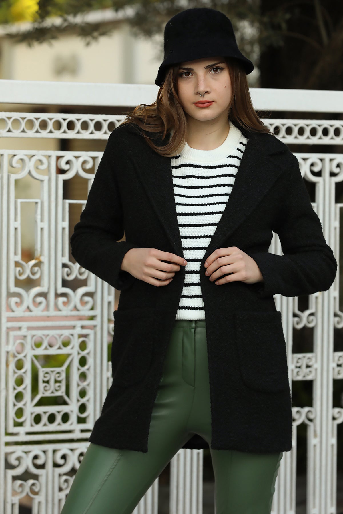 Strickmantel in trendigen Wintermantel für Damen - NKBN0541K3025SYH