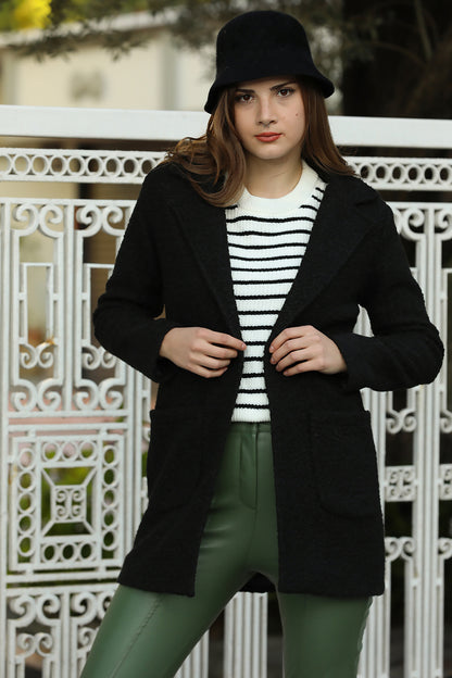 Strickmantel in trendigen Wintermantel für Damen - NKBN0541K3025SYH