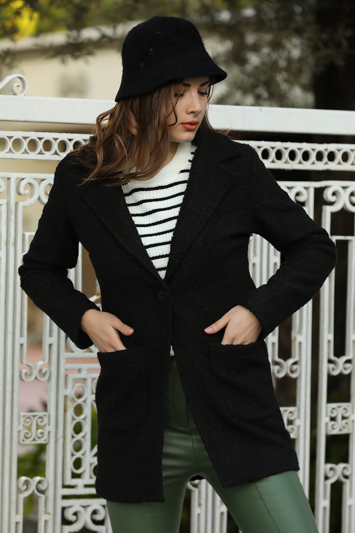 Strickmantel in trendigen Wintermantel für Damen - NKBN0541K3025SYH