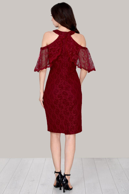 Midi-avondjurk voor dames met kanten details - NELB0588D5153BRD