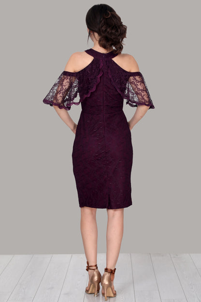 Midi-avondjurk voor dames met kanten details - NELB0588D5153K-M