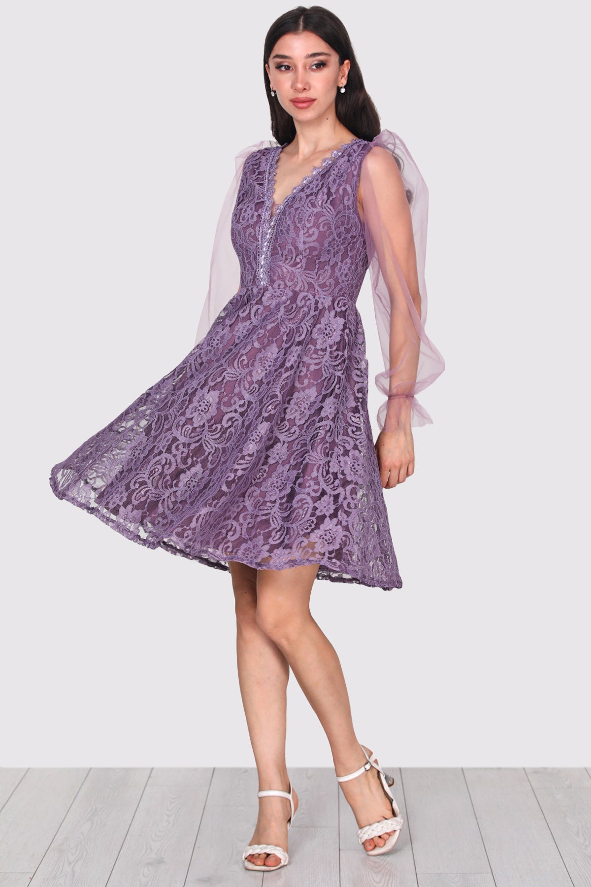 Kurzes Midikleid  Sommerkleid für Damen - NELB0588D5151LİL