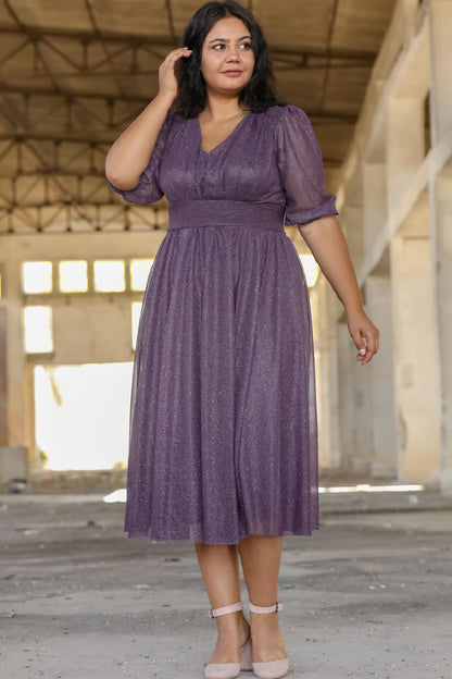 Damen Midikleid Sommerkleid für große Größen - NELB0553D8848LİL