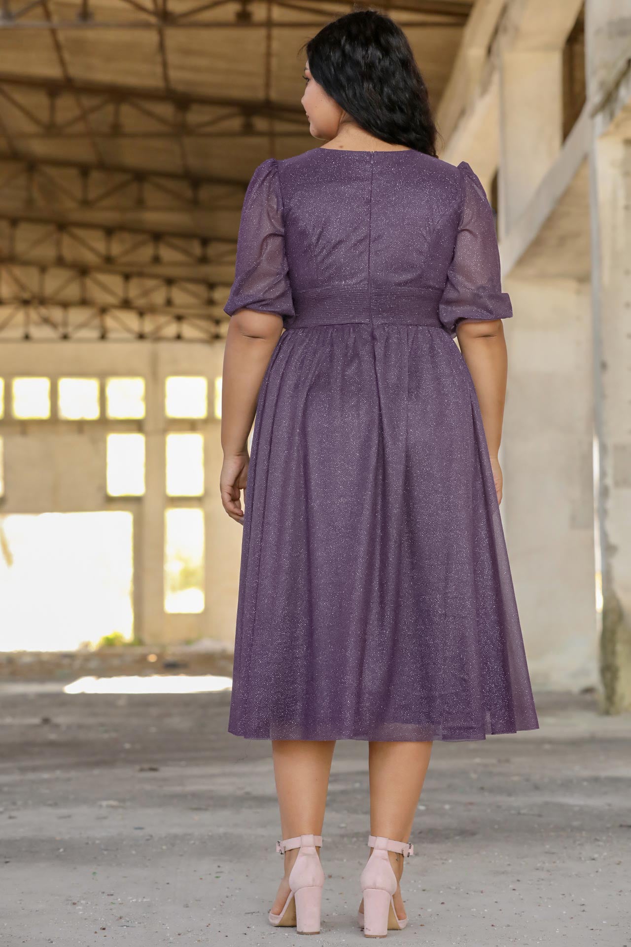 Damen Midikleid Sommerkleid für große Größen - NELB0553D8848LİL