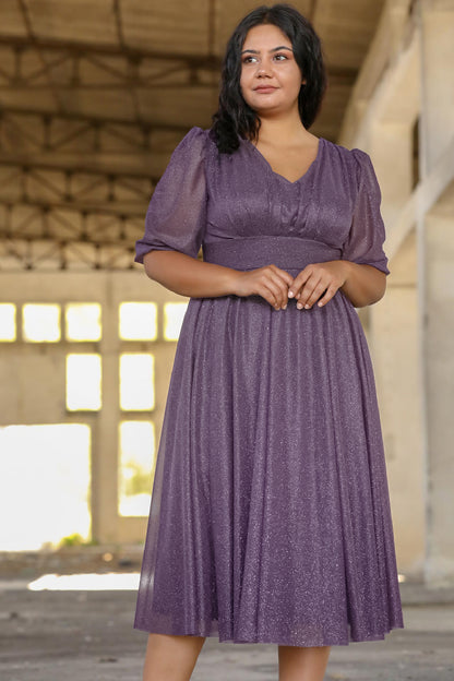 Damen Midikleid Sommerkleid für große Größen - NELB0553D8848LİL