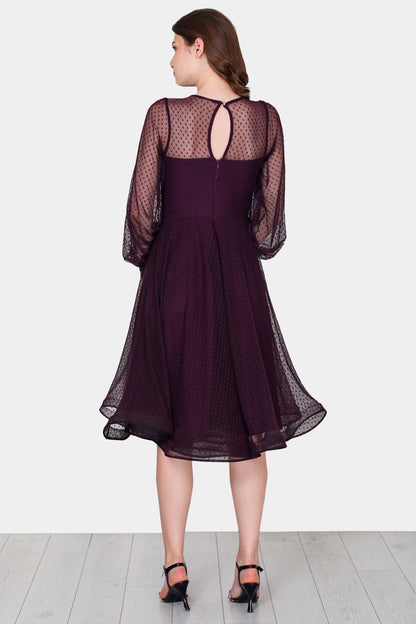 Midi-jurk voor dames, zomerjurk met off-shoulder - NELB0588D5068MOR