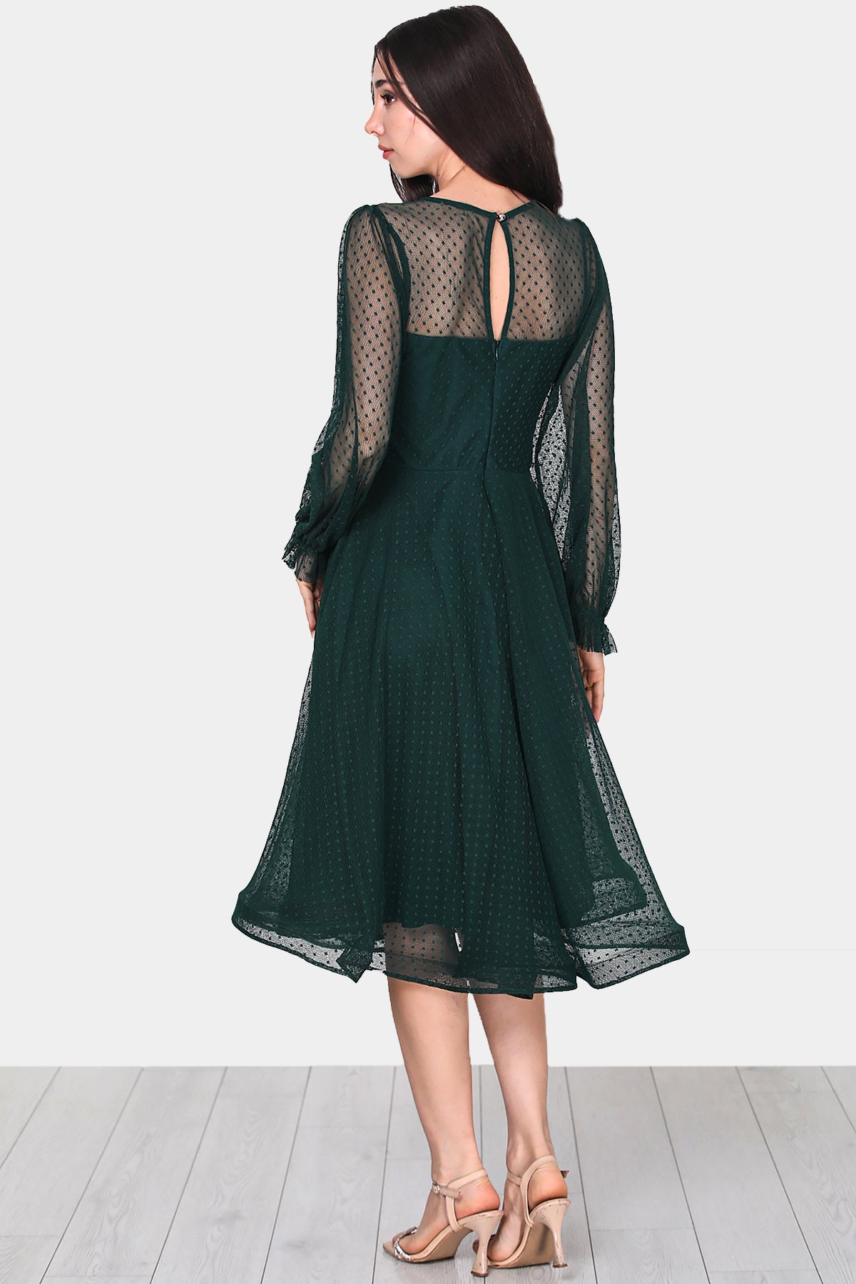 Dames midi-jurk zomerjurk met off-shoulder - NELB0588D5068ZMT