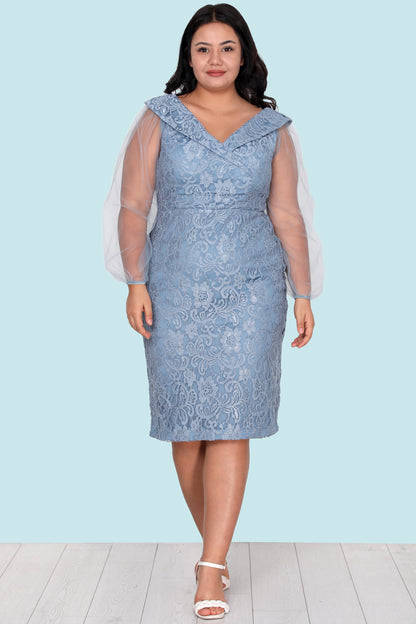 Dames midi-jurk zomerjurk voor grote maten - NELB0588D5093MVİ