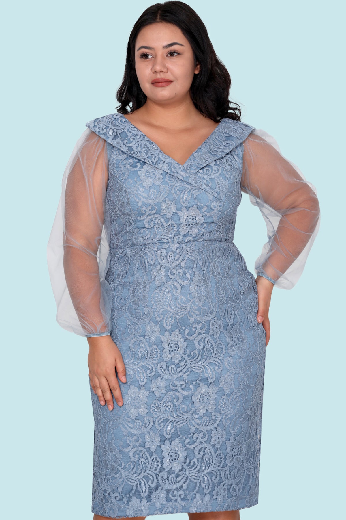 Dames midi-jurk zomerjurk voor grote maten - NELB0588D5093MVİ