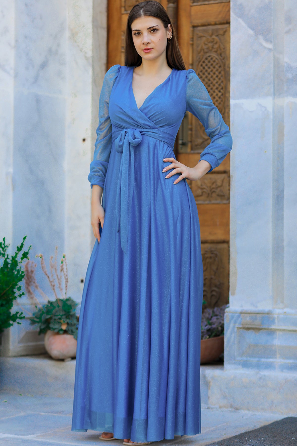 Damen Langes Abendkleid Maxikleid - NELB0588D5162MVİ