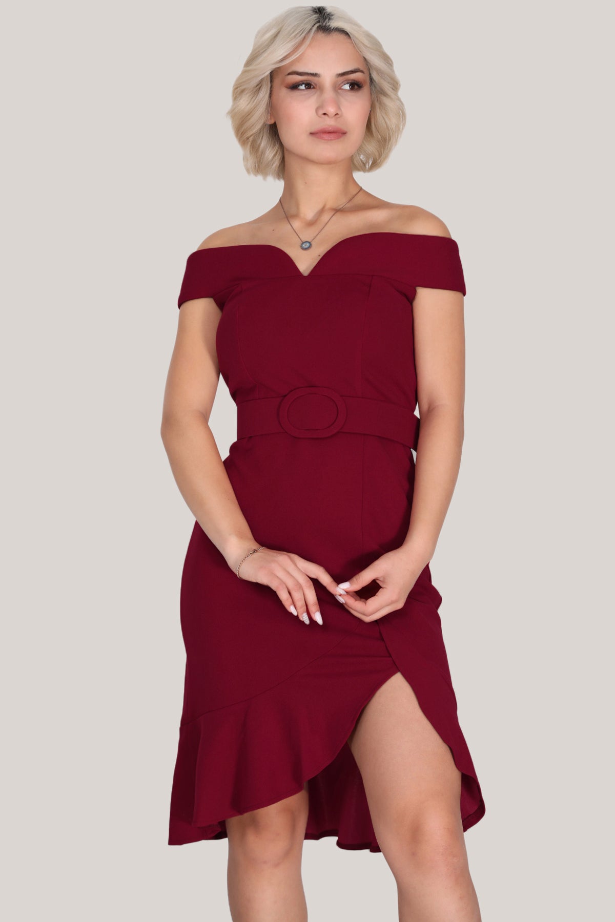 Kurzes Midikleid Cocktailkleid Sommerkleid  - NELB0063D2120BRD