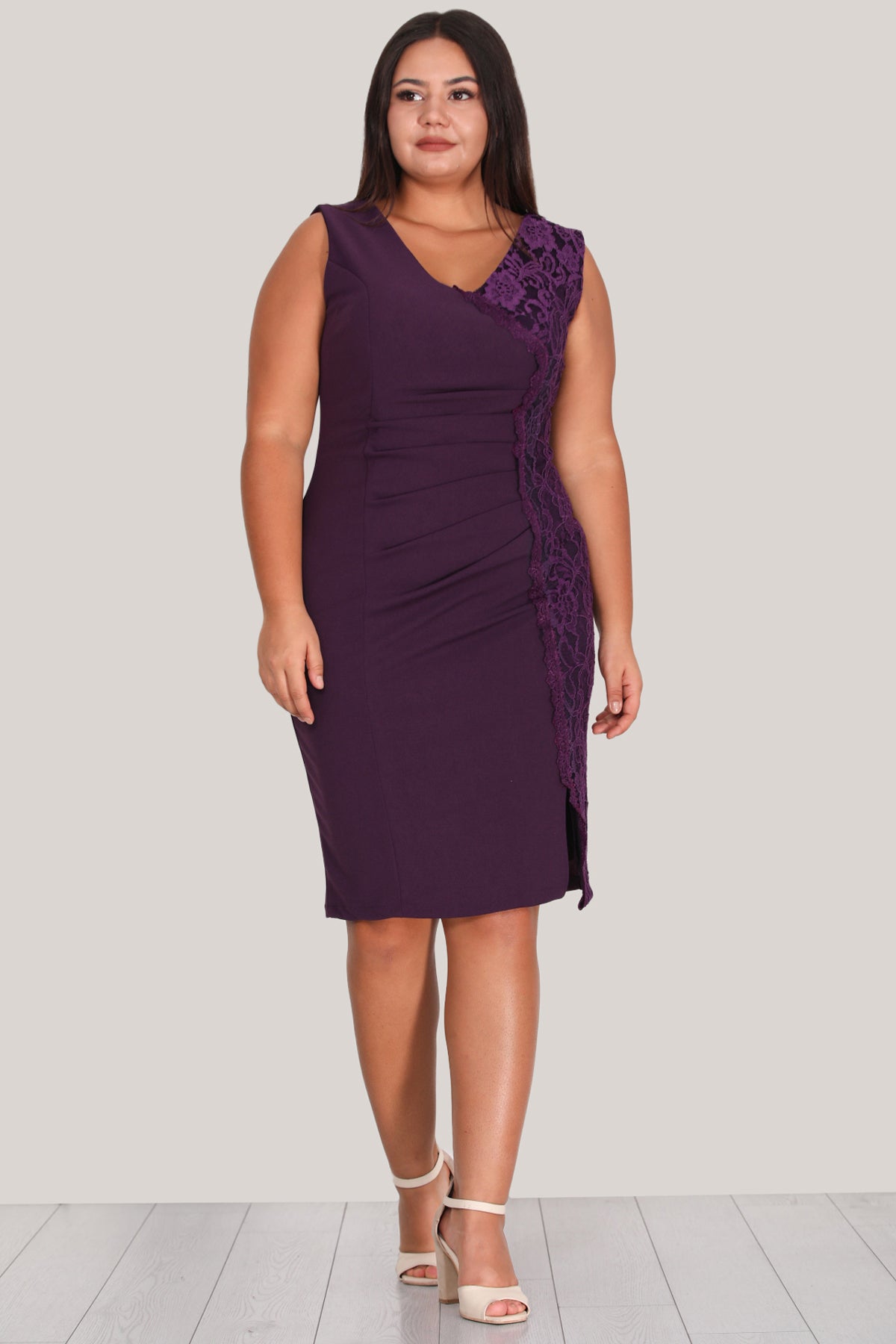 Damen Midikleid Sommerkleid für große Größen - NELB0588D5174K-M
