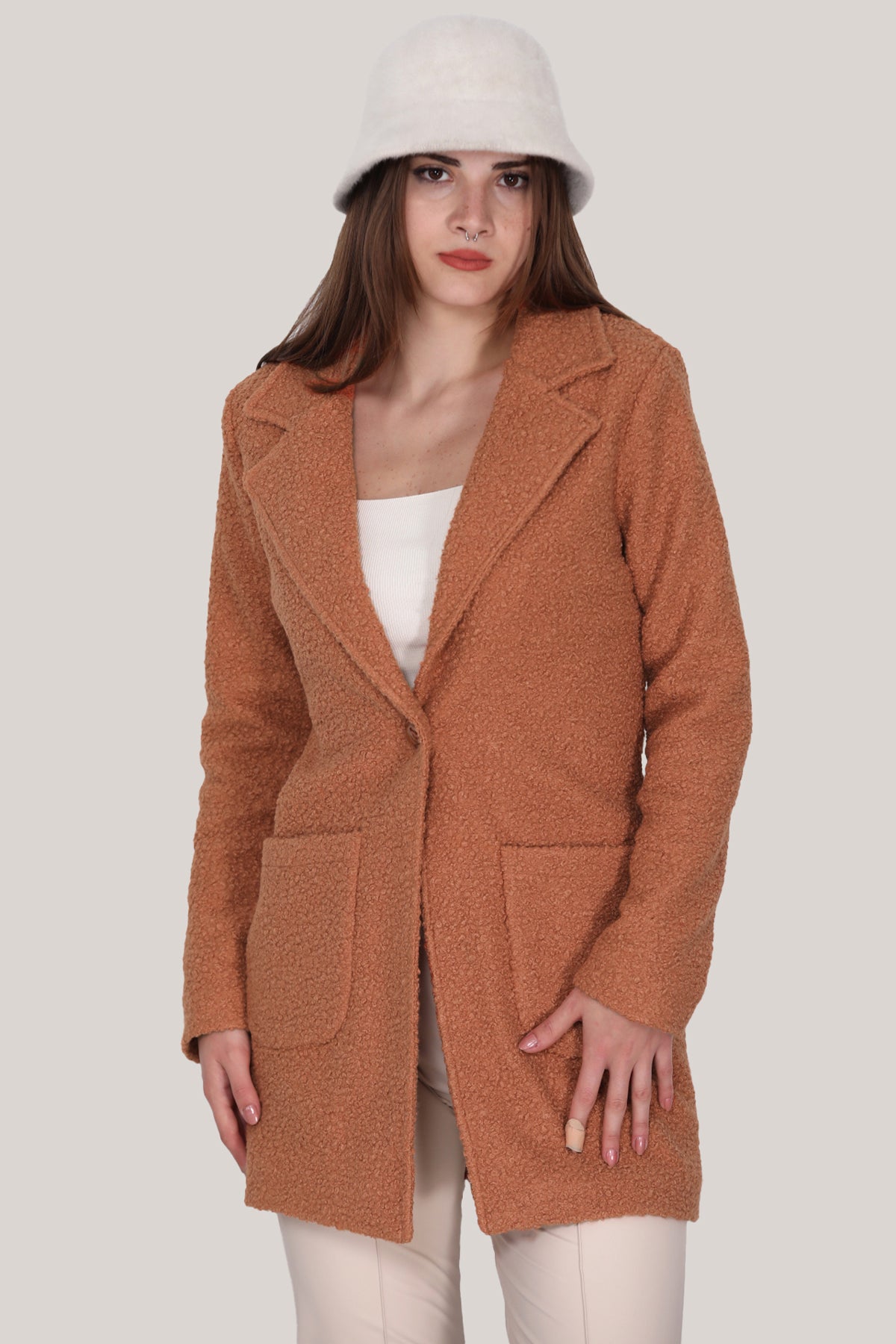 Strickmantel in trendigen Wintermantel für Damen - NKBN0541K3025KMT