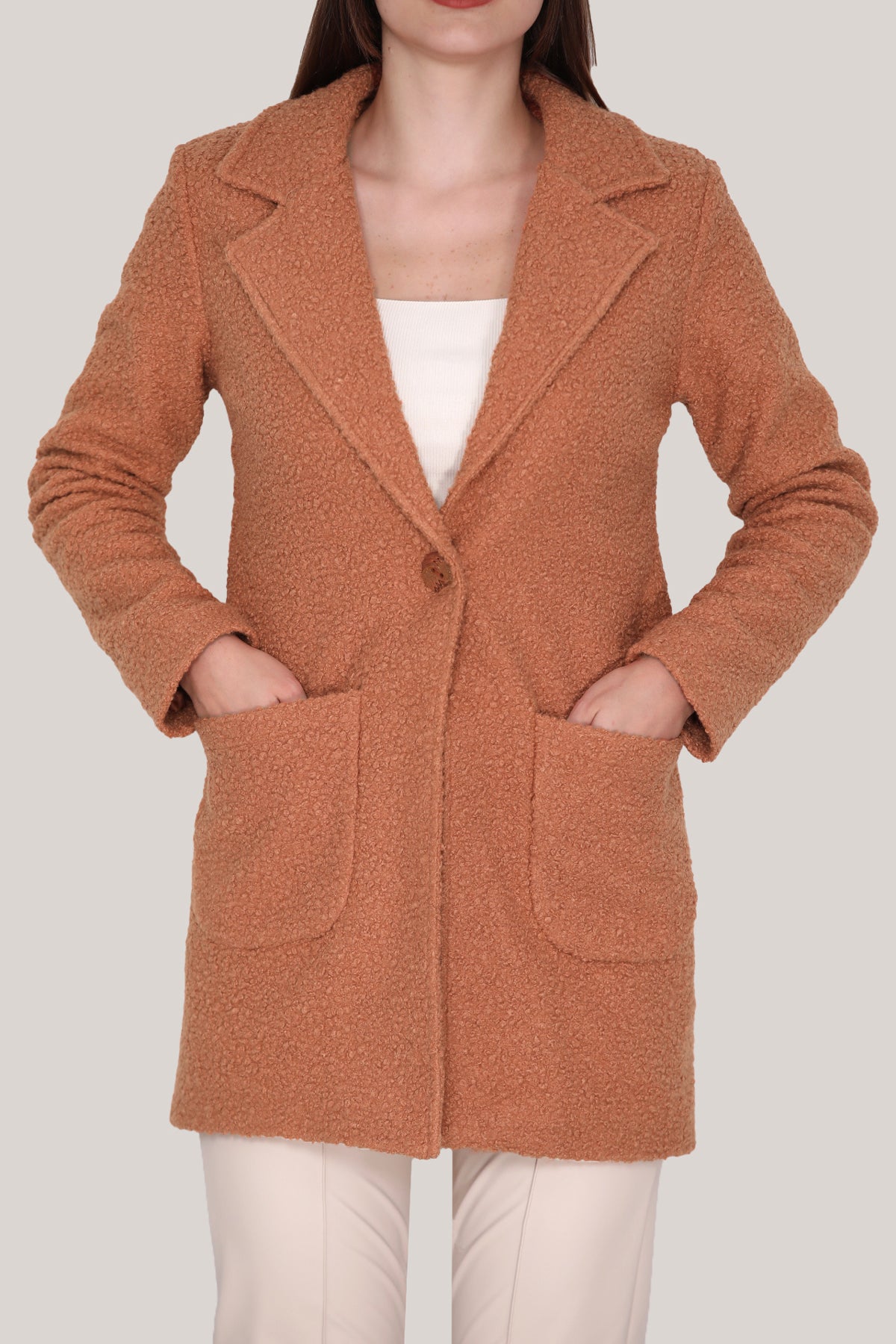 Strickmantel in trendigen Wintermantel für Damen - NKBN0541K3025KMT