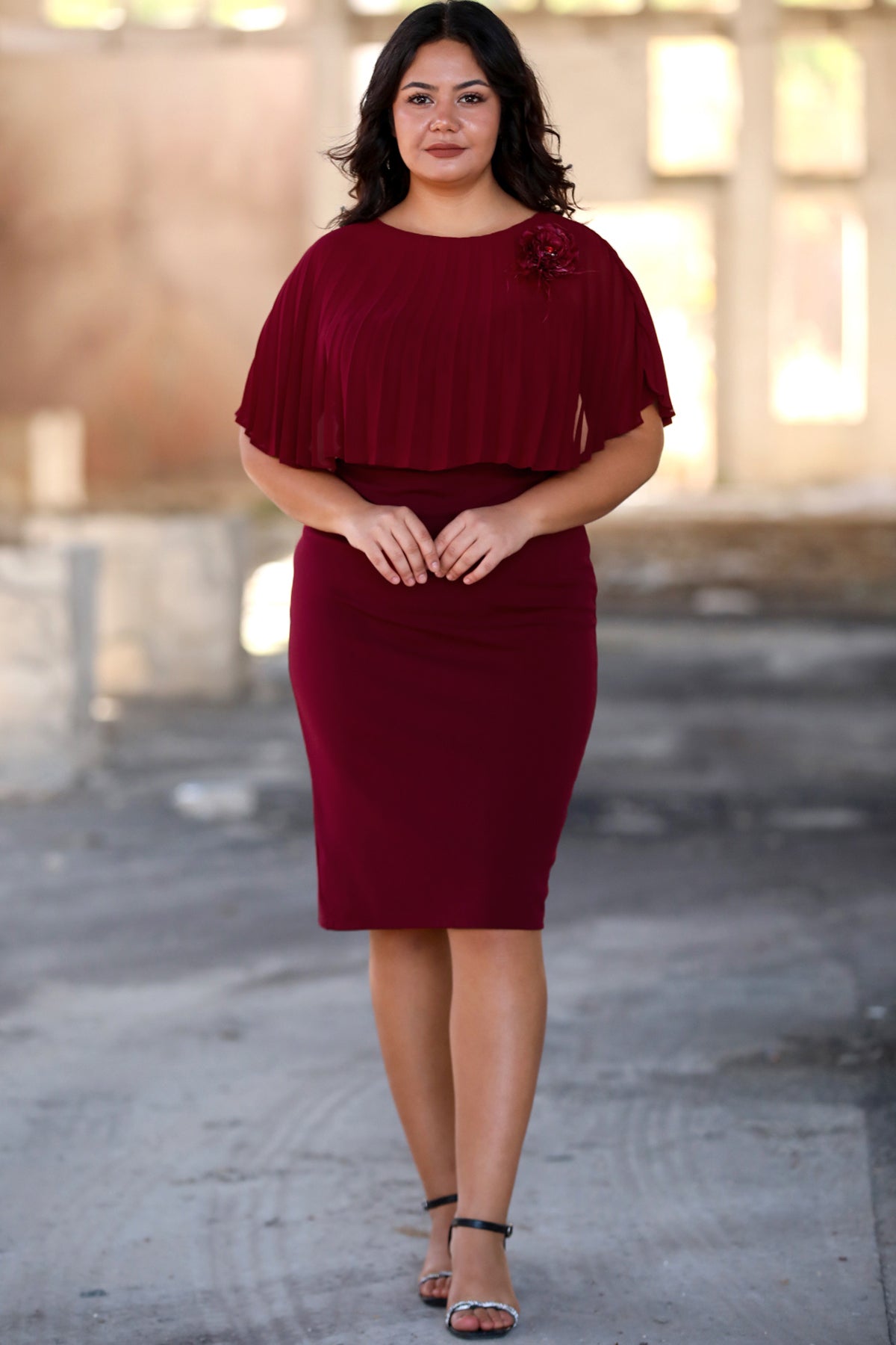 Dames midi-jurk zomerjurk voor grote maten - NELB0588D5167BRD