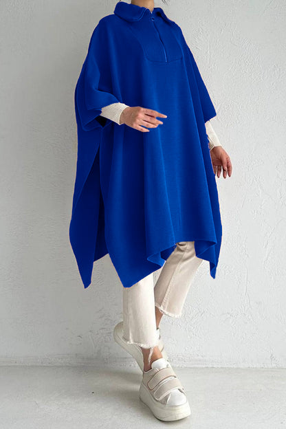 Fijngebreide poncho met kraag met ritssluiting NPNC0007K2370SKS
