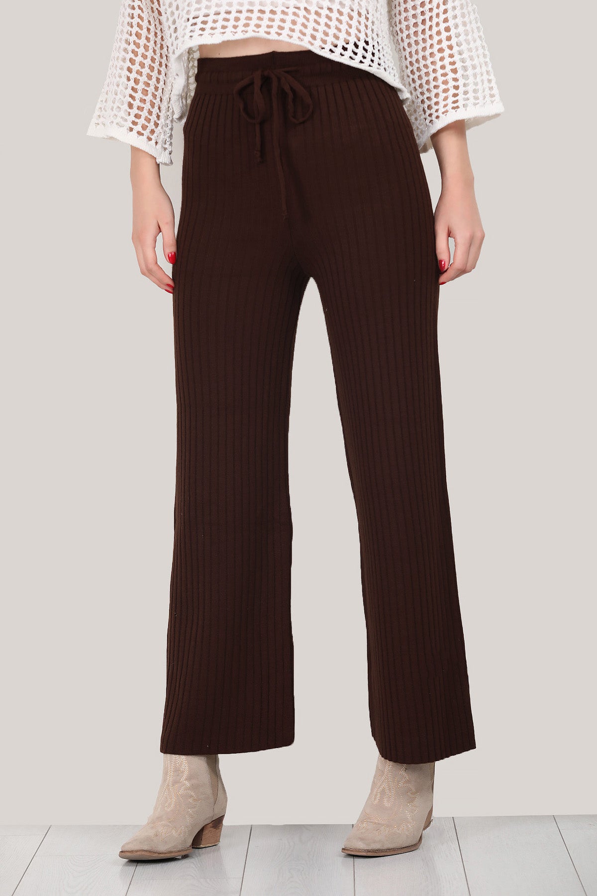 Women's wide leg trousers in brown one size - NPNT0007D2016KHV