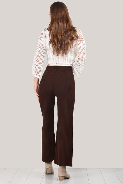 Women's wide leg trousers in brown one size - NPNT0007D2016KHV