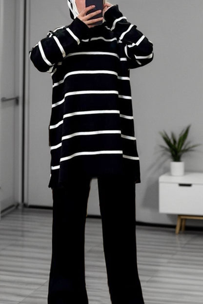 Gebreid tweedelig pak in zwarte one size - NTKM0007K2007SYH