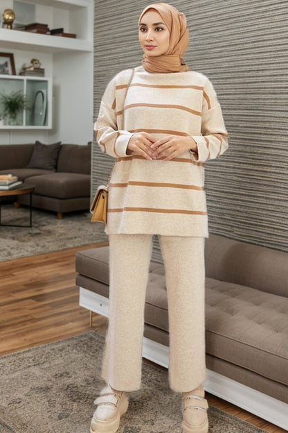 Gestrickter Zweiteiler in Beige Einheitsgröße   - NTKM0007K2019TAŞ