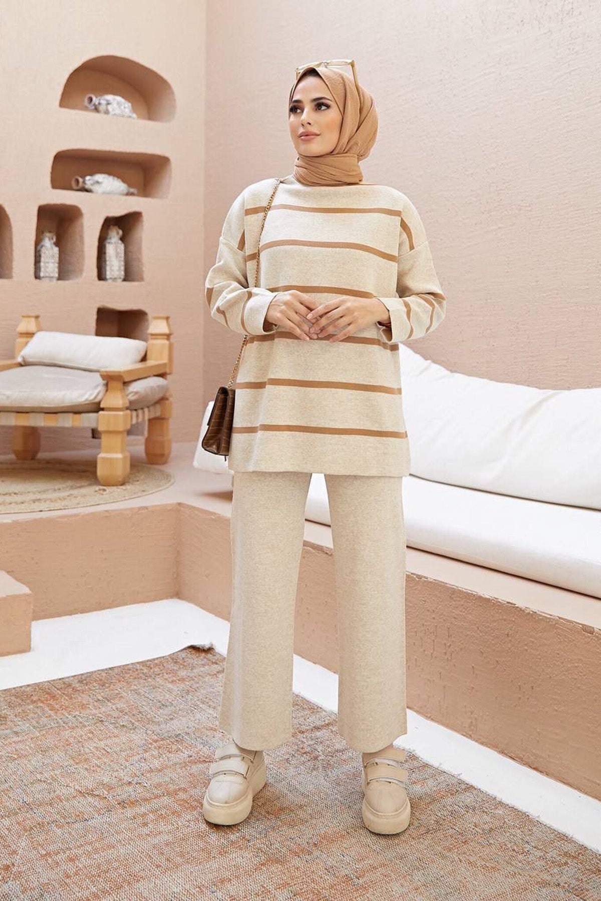 Gestrickter Zweiteiler in Beige Einheitsgröße   - NTKM0007K2019TAŞ