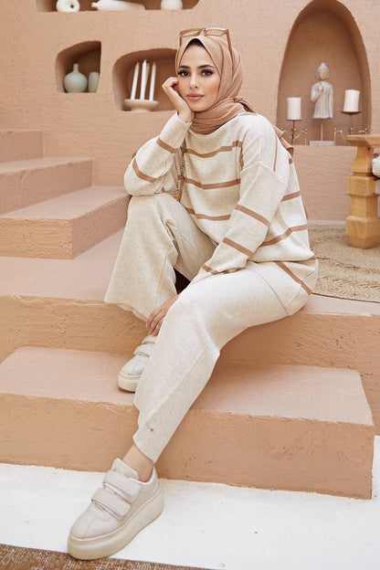 Gestrickter Zweiteiler in Beige Einheitsgröße   - NTKM0007K2019TAŞ