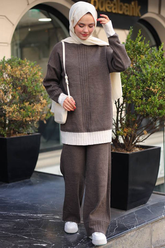 Gestrickter Zweiteiler in Braun Einheitsgröße  - NTKM0007K9006KHV