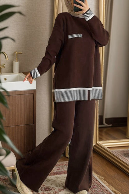 Gestrickter Zweiteiler in Braun Einheitsgröße  - NTKM0007K9015KHV